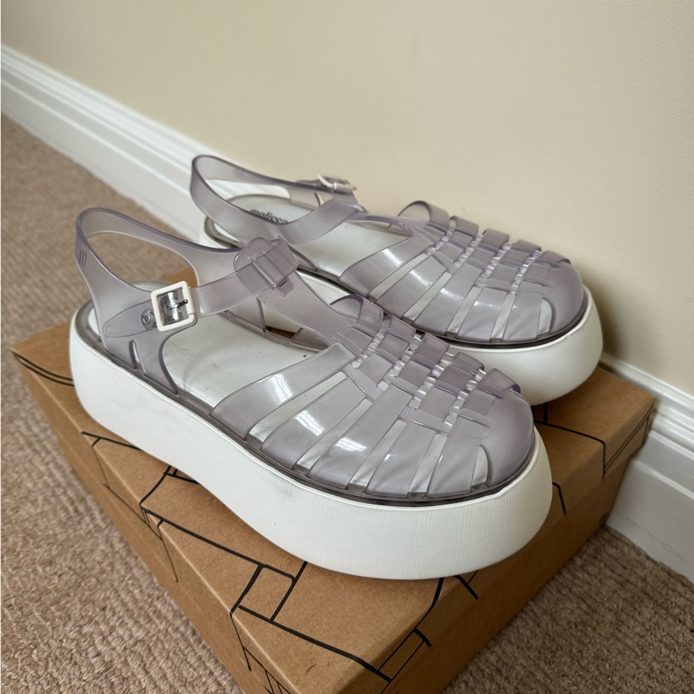 Melissa Possession Plato clear/white jelly platform shoes
